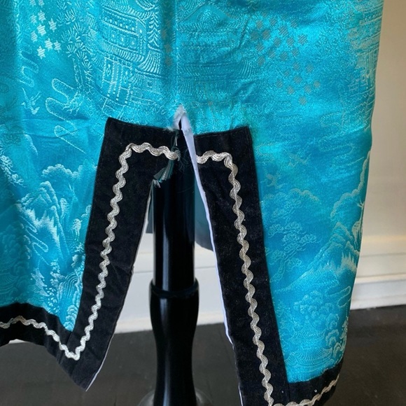 1960's Turquoise Bell Sleeve Kimono Robe Vintage Oriental Mid Century Mod Kimono - Picture 9 of 9